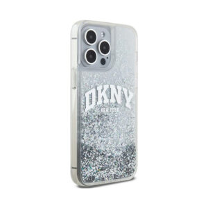 Coque iPhone 15 Pro Max DKNY Liquid Glitter Big Logo blanche — visuel 4