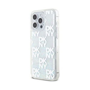 Coque iPhone 15 Pro Max DKNY Liquid Glitter Multilogo blanche — visuel 2