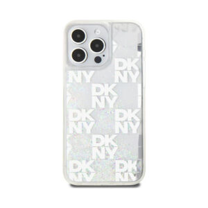 Coque iPhone 15 Pro Max DKNY Liquid Glitter Multilogo blanche — visuel 3