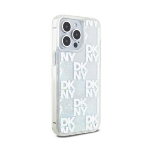 Coque iPhone 15 Pro Max DKNY Liquid Glitter Multilogo blanche — visuel 4
