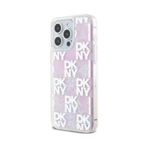 Coque iPhone 15 Pro Max DKNY Liquid Glitter Multilogo rose — visuel 2