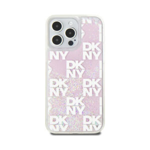 Coque iPhone 15 Pro Max DKNY Liquid Glitter Multilogo rose — visuel 3