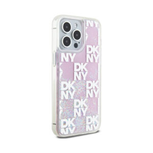 Coque iPhone 15 Pro Max DKNY Liquid Glitter Multilogo rose — visuel 4