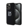 Coque iPhone 15 Pro Max DKNY Liquid Silicone Metal Logo noire