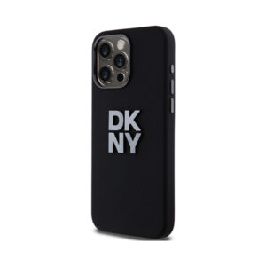 Coque iPhone 15 Pro Max DKNY Liquid Silicone Metal Logo noire — visuel 2