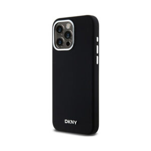 Coque iPhone 15 Pro Max DKNY Liquid Silicone Small Metal Logo MagSafe noire — visuel 2
