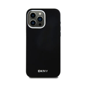Coque iPhone 15 Pro Max DKNY Liquid Silicone Small Metal Logo MagSafe noire — visuel 3