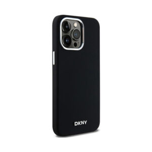 Coque iPhone 15 Pro Max DKNY Liquid Silicone Small Metal Logo MagSafe noire — visuel 4