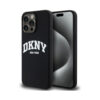 Coque iPhone 15 Pro Max DKNY Liquid Silicone White Printed Logo MagSafe noire