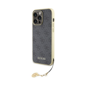 Coque iPhone 15 Pro Max Guess 4G Charms Collection grise — visuel 2