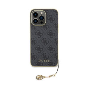 Coque iPhone 15 Pro Max Guess 4G Charms Collection grise — visuel 3