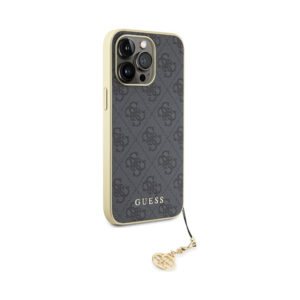 Coque iPhone 15 Pro Max Guess 4G Charms Collection grise — visuel 4