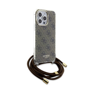 Coque iPhone 15 Pro Max Guess Crossbody Cord 4G Print brune — visuel 3