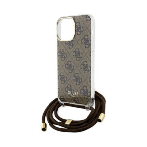 Coque iPhone 15 Pro Max Guess Crossbody Cord 4G Print brune — visuel 5