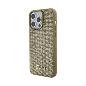 Coque iPhone 15 Pro Max Guess Disco Metal Script dorée — visuel 2