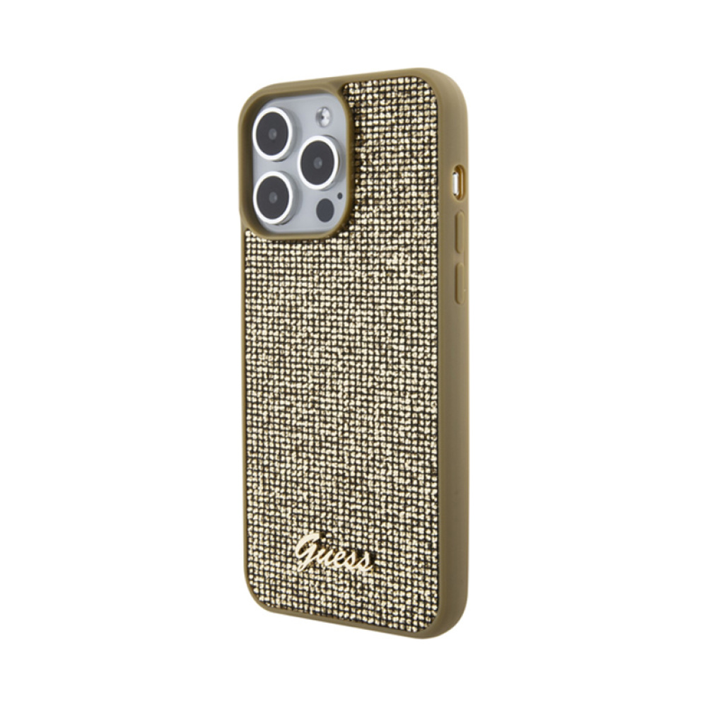 Coque iPhone 15 Pro Max Guess Disco Metal Script dorée — visuel 2