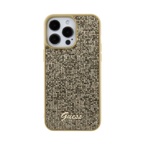 Coque iPhone 15 Pro Max Guess Disco Metal Script dorée — visuel 3