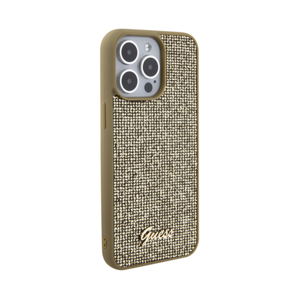 Coque iPhone 15 Pro Max Guess Disco Metal Script dorée — visuel 4