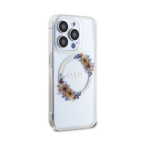 Coque iPhone 15 Pro Max Guess IML Flowers Wreath MagSafe transparente — visuel 4
