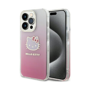 Coque iPhone 15 Pro Max Hello Kitty IML Gradient Electrop Kitty Head rose