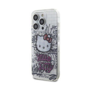Coque iPhone 15 Pro Max Hello Kitty IML Kitty On Bricks Graffiti blanche — visuel 2