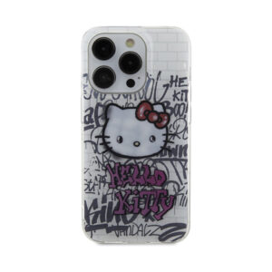 Coque iPhone 15 Pro Max Hello Kitty IML Kitty On Bricks Graffiti blanche — visuel 3