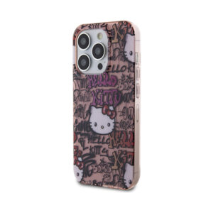 Coque iPhone 15 Pro Max Hello Kitty IML Tags Graffiti rose — visuel 2