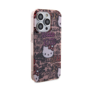 Coque iPhone 15 Pro Max Hello Kitty IML Tags Graffiti rose — visuel 4