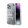 Coque iPhone 15 Pro Max Hello Kitty Liquid Glitter Charms Kitty Head argentée