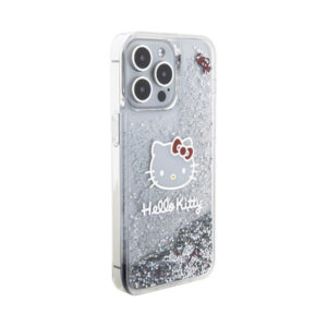 Coque iPhone 15 Pro Max Hello Kitty Liquid Glitter Charms Kitty Head argentée — visuel 4