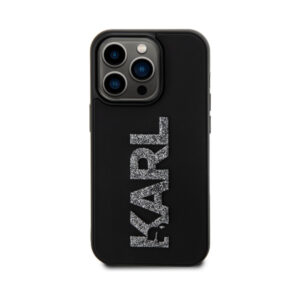 Coque iPhone 15 Pro Max Karl Lagerfeld 3D Rubber Glitter Logo noire — visuel 3