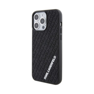 Coque iPhone 15 Pro Max Karl Lagerfeld 3D Rubber Multi Logo noire — visuel 2