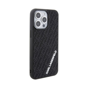 Coque iPhone 15 Pro Max Karl Lagerfeld 3D Rubber Multi Logo noire — visuel 4