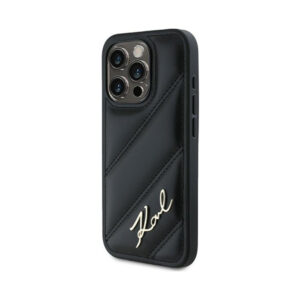 Coque iPhone 15 Pro Max Karl Lagerfeld Diagonal Quilted Script noire — visuel 2