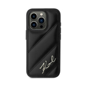 Coque iPhone 15 Pro Max Karl Lagerfeld Diagonal Quilted Script noire — visuel 3