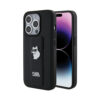 Coque iPhone 15 Pro Max Karl Lagerfeld Gripstand Saffiano Choupette Pins noire