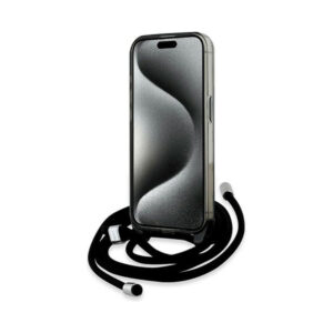 Coque iPhone 15 Pro Max Karl Lagerfeld IML Crossbody Monogram Karl & Choupette Head MagSafe noire — visuel 4