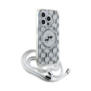 Coque iPhone 15 Pro Max Karl Lagerfeld IML Crossbody Monogram Karl & Choupette Head MagSafe transparente — visuel 2