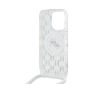 Coque iPhone 15 Pro Max Karl Lagerfeld IML Crossbody Monogram Karl & Choupette Head MagSafe transparente — visuel 5