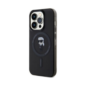 Coque iPhone 15 Pro Max Karl Lagerfeld IML Ikonik MagSafe noire — visuel 2