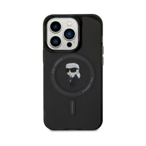 Coque iPhone 15 Pro Max Karl Lagerfeld IML Ikonik MagSafe noire — visuel 3