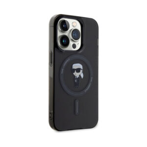 Coque iPhone 15 Pro Max Karl Lagerfeld IML Ikonik MagSafe noire — visuel 4