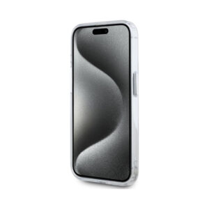 Coque iPhone 15 Pro Max Karl Lagerfeld IML Metal Karl & Choupette Head MagSafe blanche — visuel 5