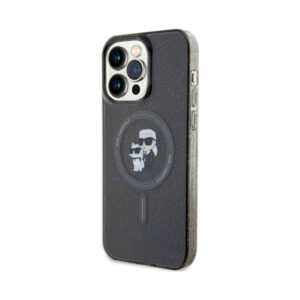 Coque iPhone 15 Pro Max Karl Lagerfeld Karl & Choupette Glitter Magsafe noire — visuel 2