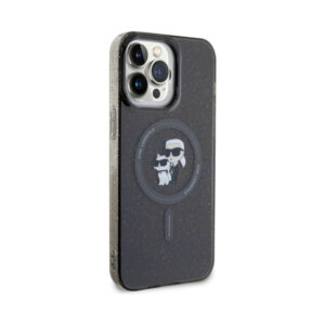 Coque iPhone 15 Pro Max Karl Lagerfeld Karl & Choupette Glitter Magsafe noire — visuel 4