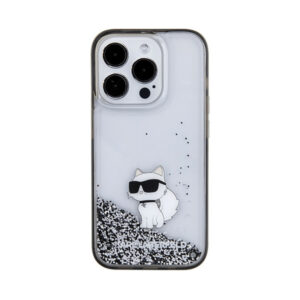 Coque iPhone 15 Pro Max Karl Lagerfeld Liquid Glitter Choupette transparente — visuel 3