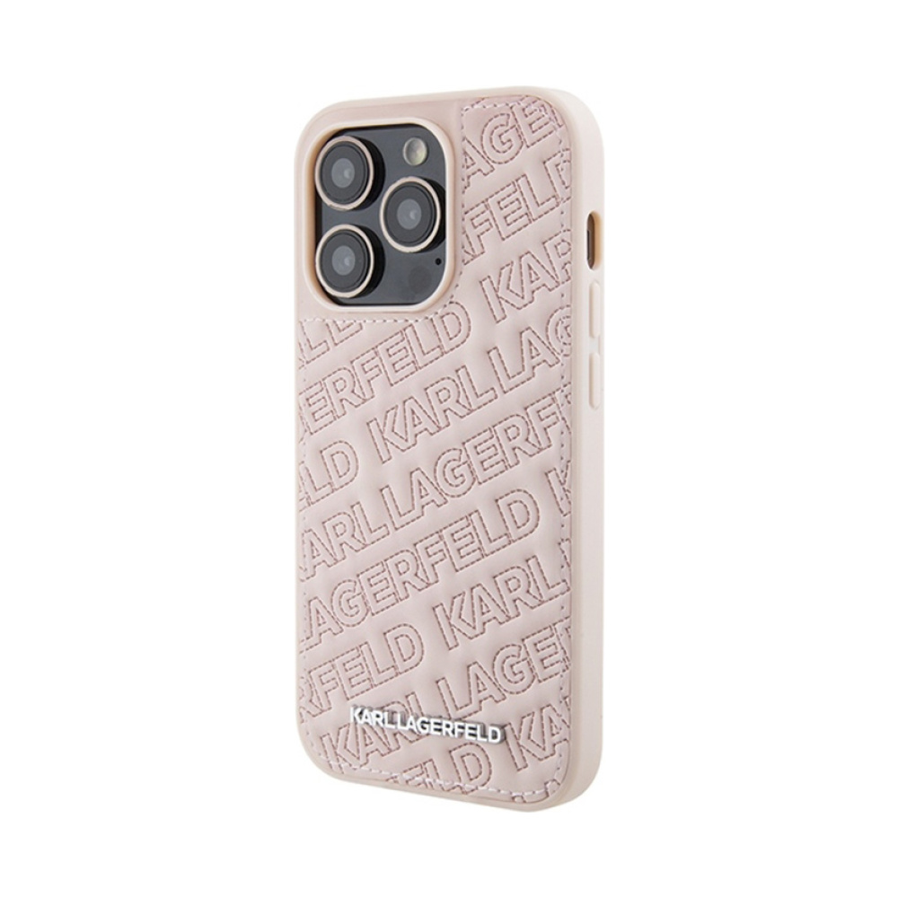 Coque iPhone 15 Pro Max Karl Lagerfeld Quilted K Pattern rose — visuel 2