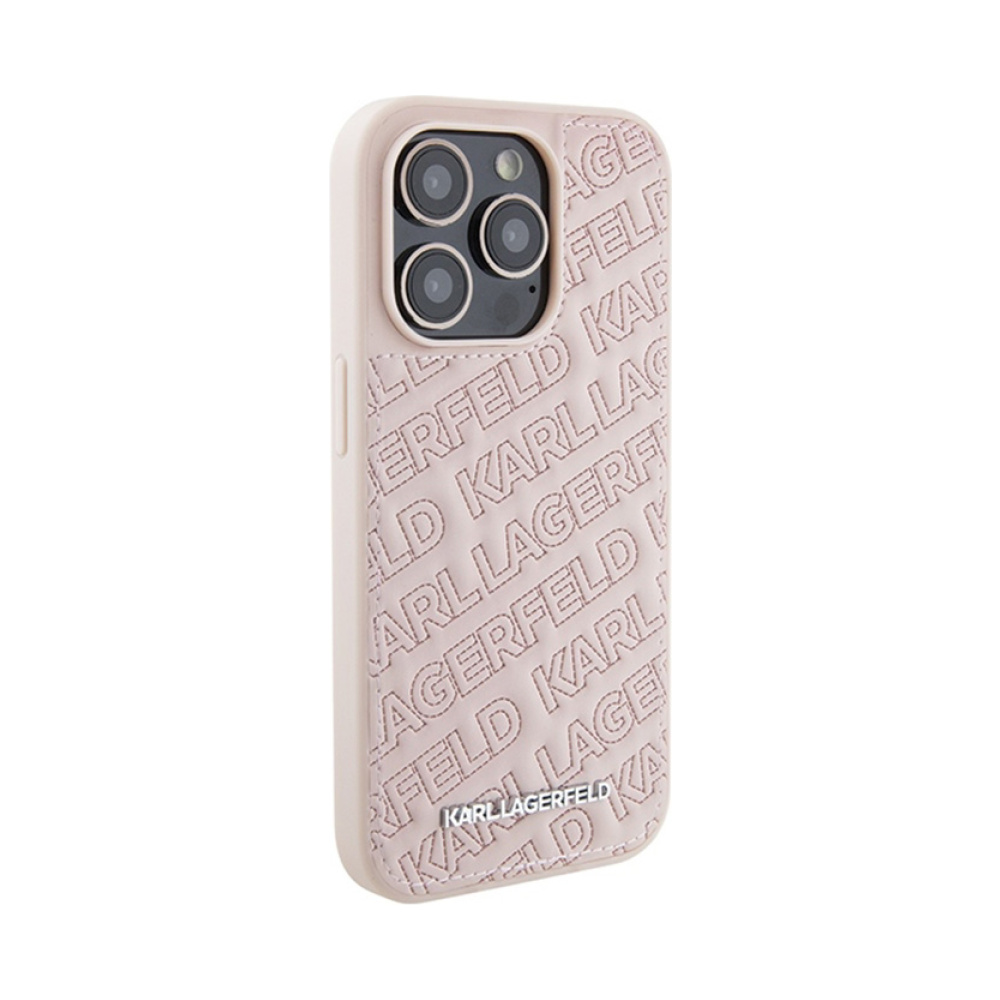 Coque iPhone 15 Pro Max Karl Lagerfeld Quilted K Pattern rose — visuel 4
