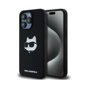 Coque iPhone 15 Pro Max Karl Lagerfeld Silicone Choupette Head MagSafe noire