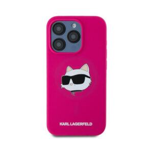 Coque iPhone 15 Pro Max Karl Lagerfeld Silicone Choupette Head MagSafe rose — visuel 3